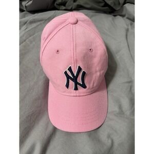 Vintage New York Yankees Hat Cap Pink Strap Back Wool Blend NY Logo MLB Baseball